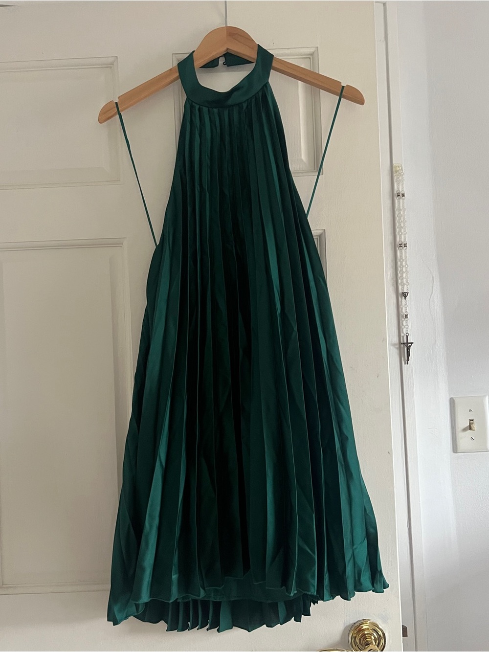 Abercrombie & Fitch Emerald Green Halter Pleated Mini Dress